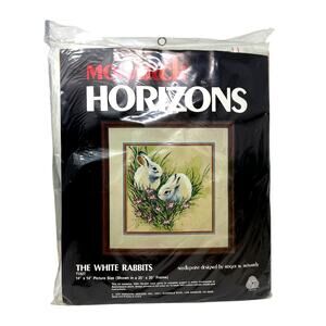 Monarch Horizons 1979 Needlepoint Craft Kit #TI327 "The White Rabbits" NOS